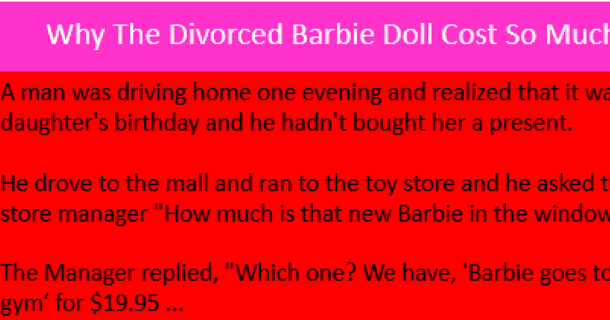 Why The Divorced Barbie Doll Cost So Much